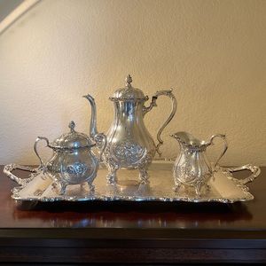 Vintage Wilcox International Silver Co. Coffee/Tea Tray Serving Set